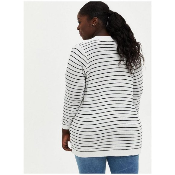 TORRID White Black Stripe Open Front Cardigan Sweater sz 3X Women's Plus - Picture 2 of 9